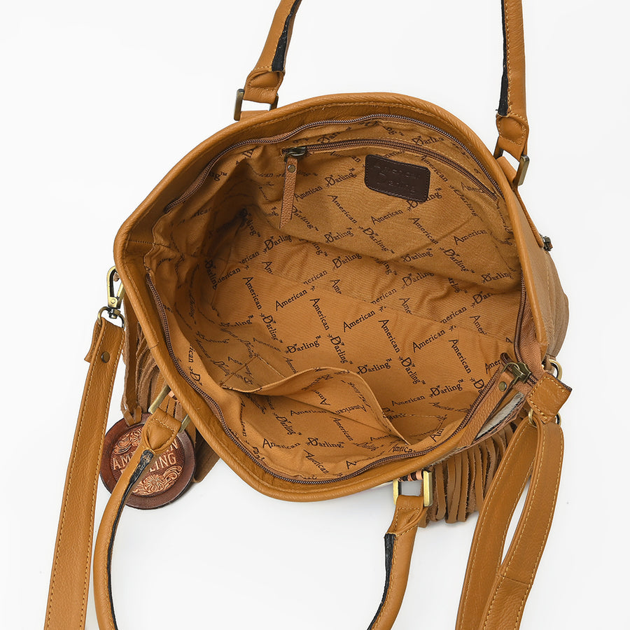 American Darling Western Leather Tote Bag with Hair-On Cowhide