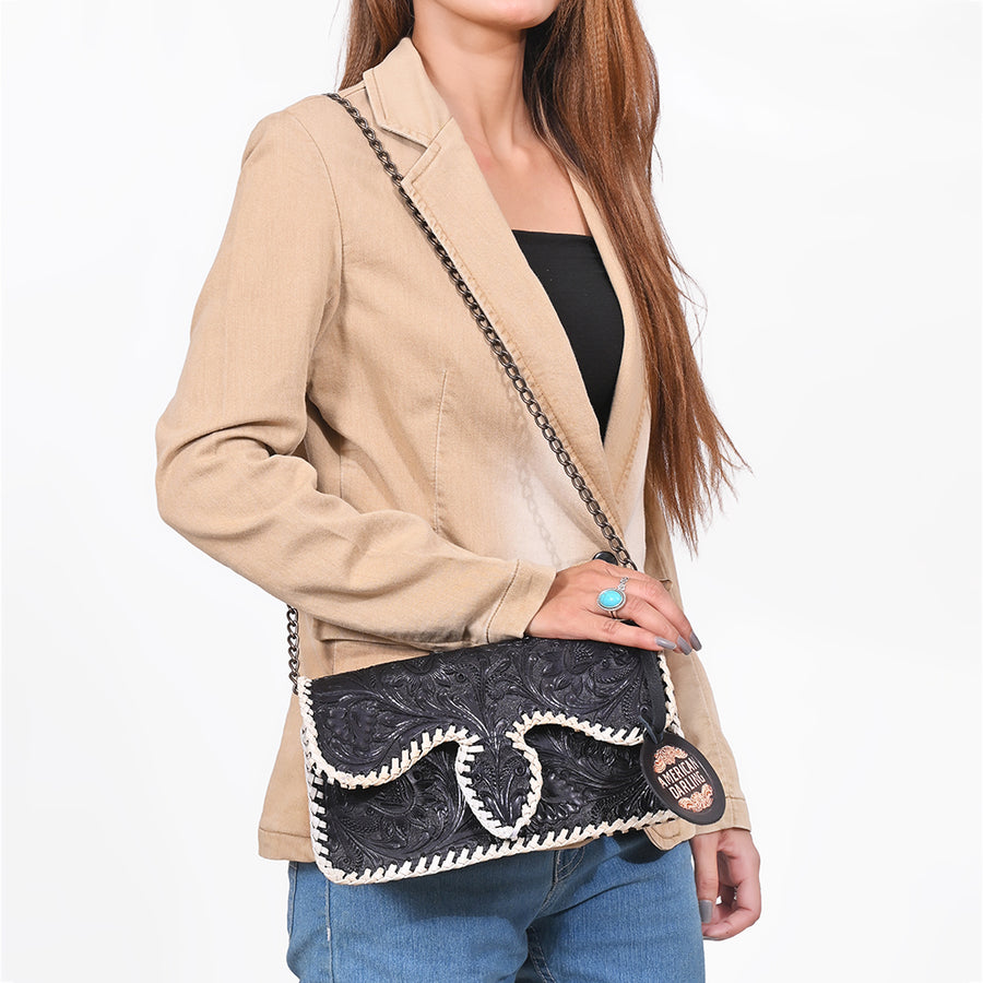 American Darling Western Floral Leather Evening Clutch
