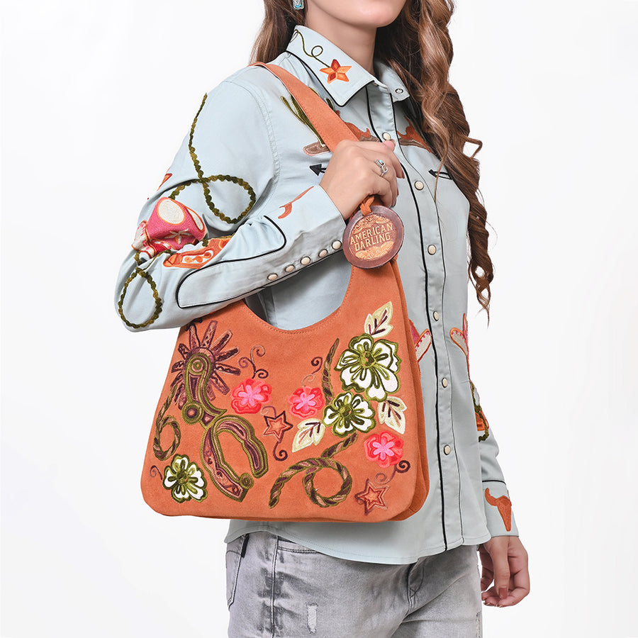 American Darling Western Hobo Bag Embroidered Floral Purse