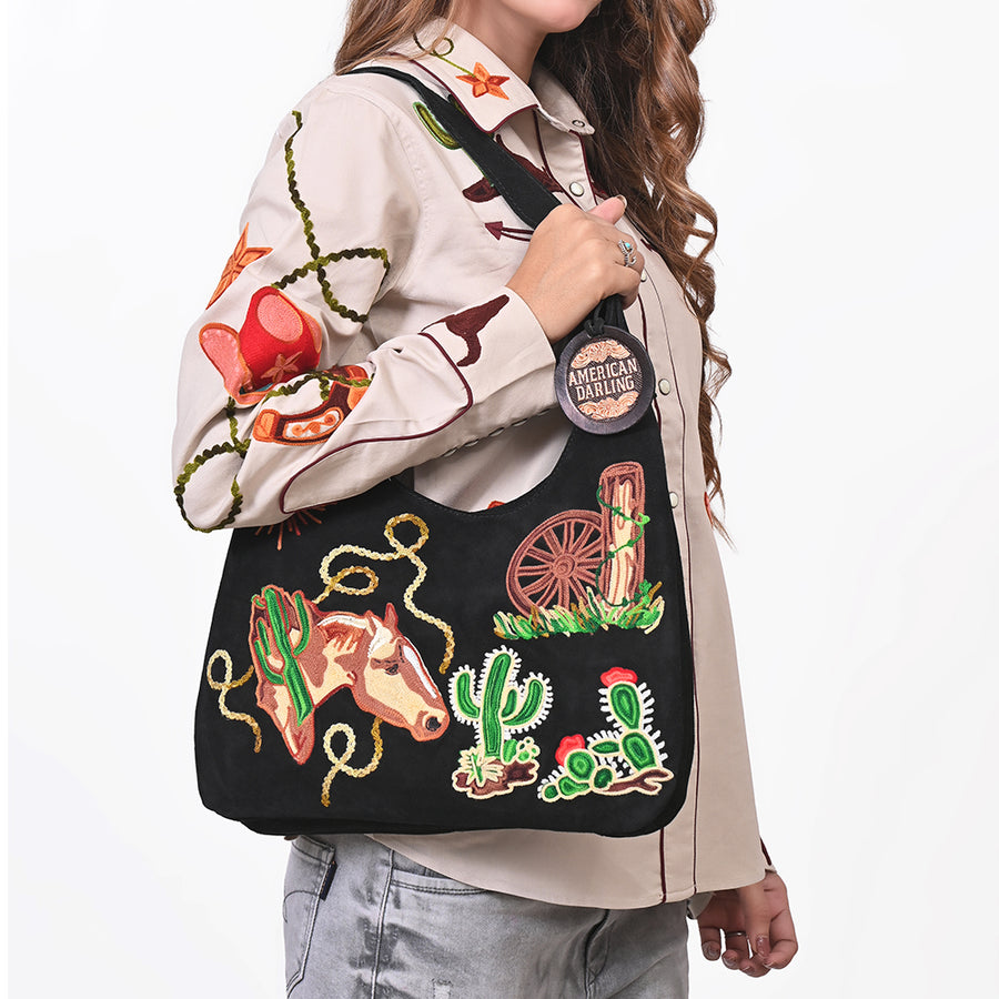 American Darling Western Hobo Bag Embroidered Floral Purse