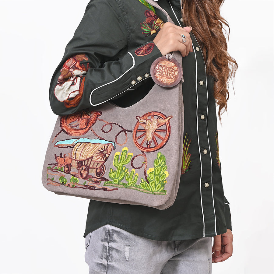 American Darling Western Hobo Bag Embroidered Floral Purse