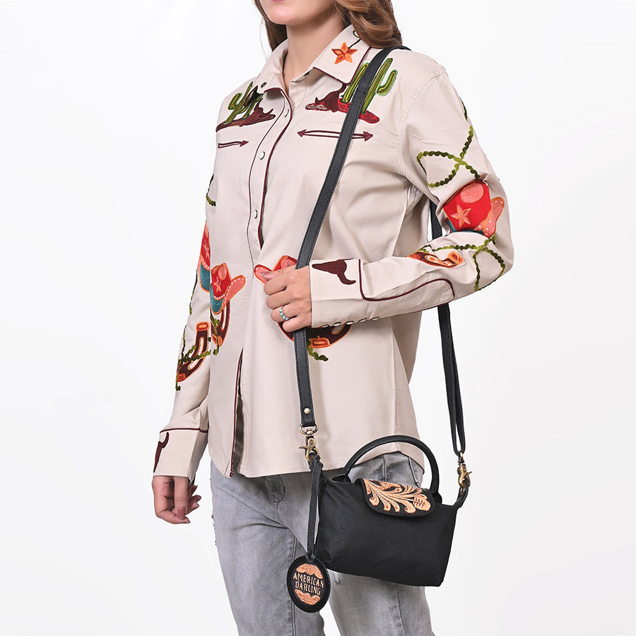 American Darling Western Leather Hand Tooled Crossbody Bag