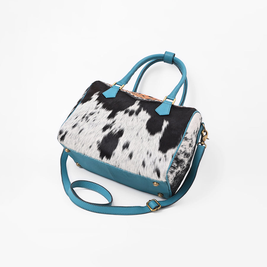 American Darling Hair-on Tote Bag w/ Turquoise Leather Handles