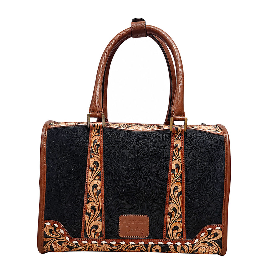 Official PRCA & NFR Licensed Collection® Hand-Tooled Embossed Western Leather Speedy Bag