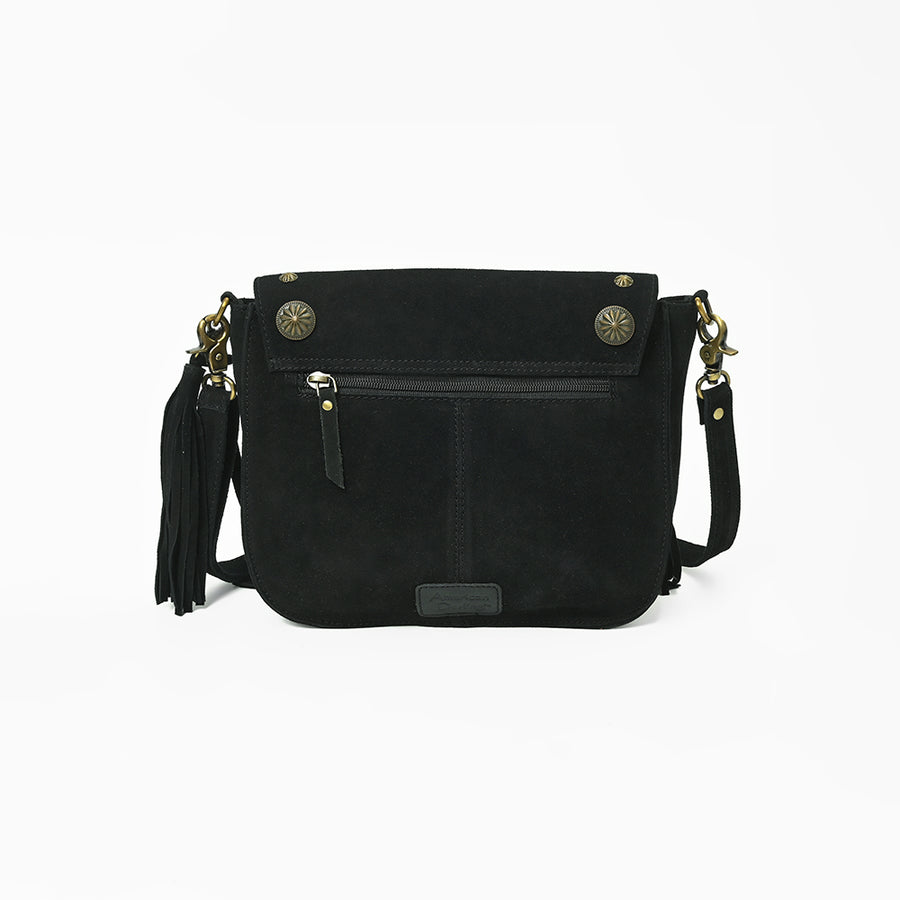 American Darling Genuine Suede Leather Cross body Bag - Fringe, Embroidery & Concho Eco-Friendly Vegetable Tanned Purse