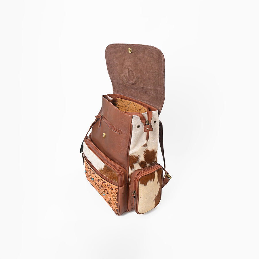 American Darling Western Leather Backpack with Turquoise Stone & Hand‑Tooled Floral Detailing