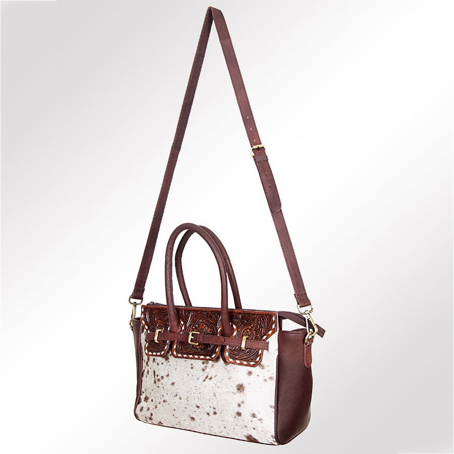 American Darling Tote Hand Tooled Hair on Genuine Leather Western Women Bag Handbag Purse | Travel Bags College Casual