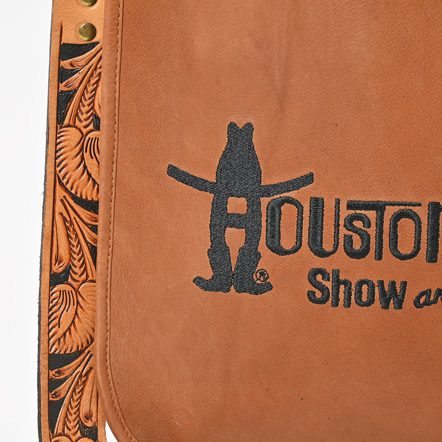 Showground Rodeo Genuine Leather Embroidered Crossbody Bag Hand-Tooled Floral Strap Purse | Houston Livestock Show and Rodeo