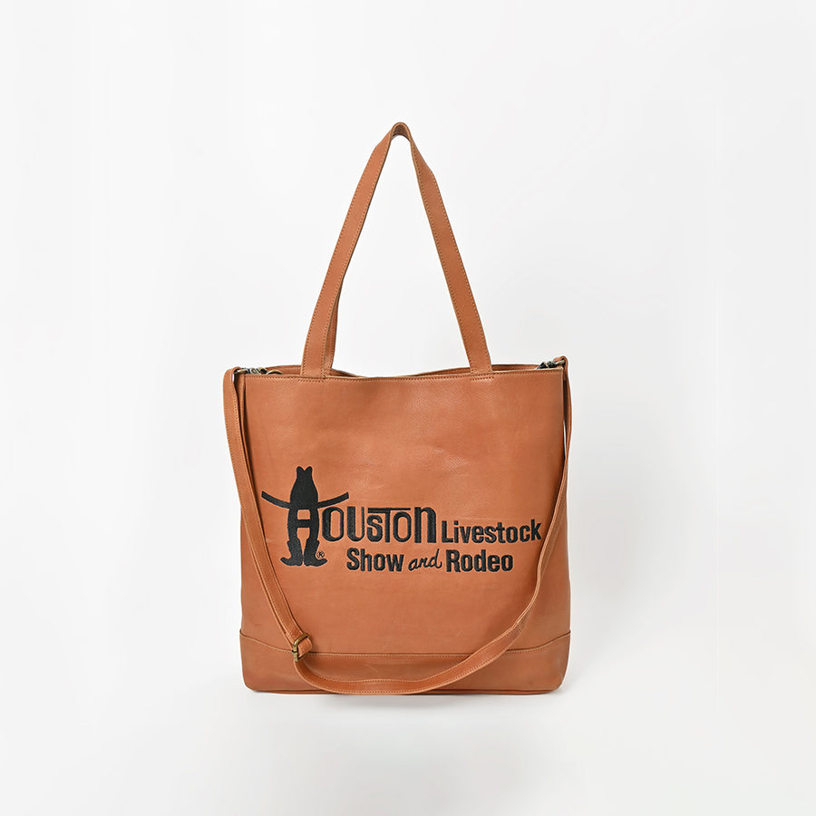 Everyday Rodeo Genuine Leather Black Embroidered Tote Bag | Houston Livestock Show and Rodeo