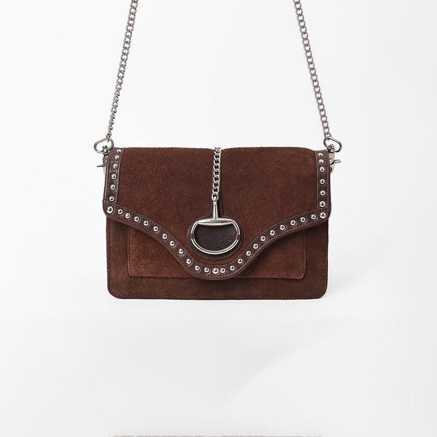 American Darling Western Brown Suede Crossbody Bag w/ Rhinestone