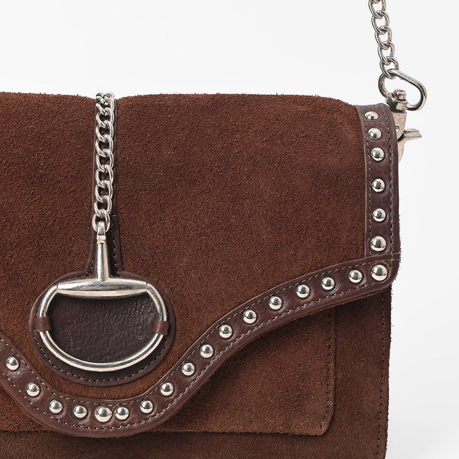 American Darling Western Brown Suede Crossbody Bag w/ Rhinestone