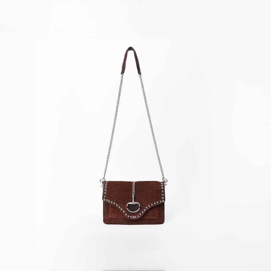 American Darling Western Brown Suede Crossbody Bag w/ Rhinestone