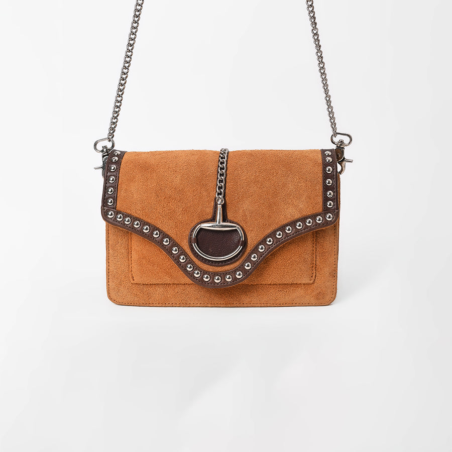 American Darling Western Tan Suede Crossbody Bag w/ Rhinestone