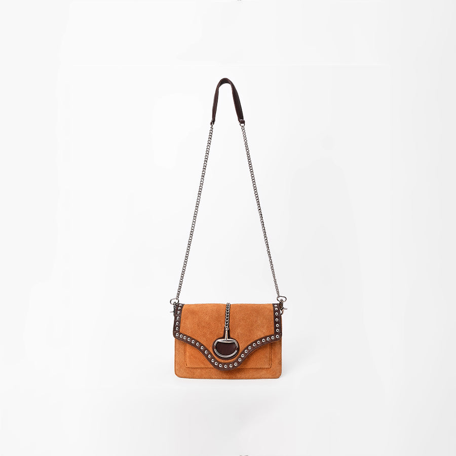 American Darling Western Tan Suede Crossbody Bag w/ Rhinestone