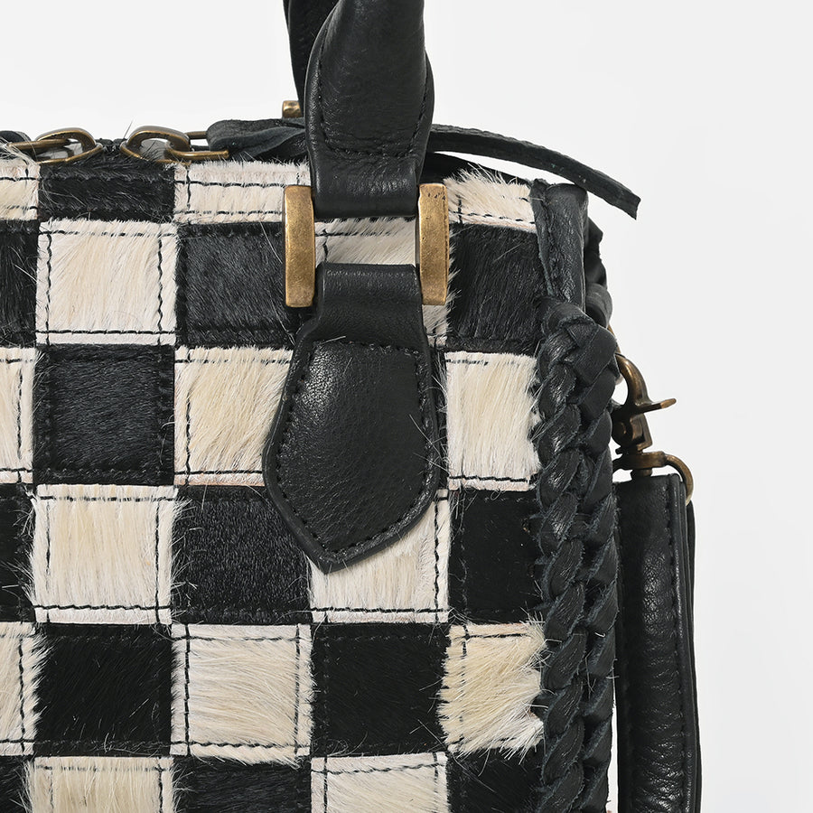 American Darling Hair-On Cowhide Leather Satchel Handbag for Women