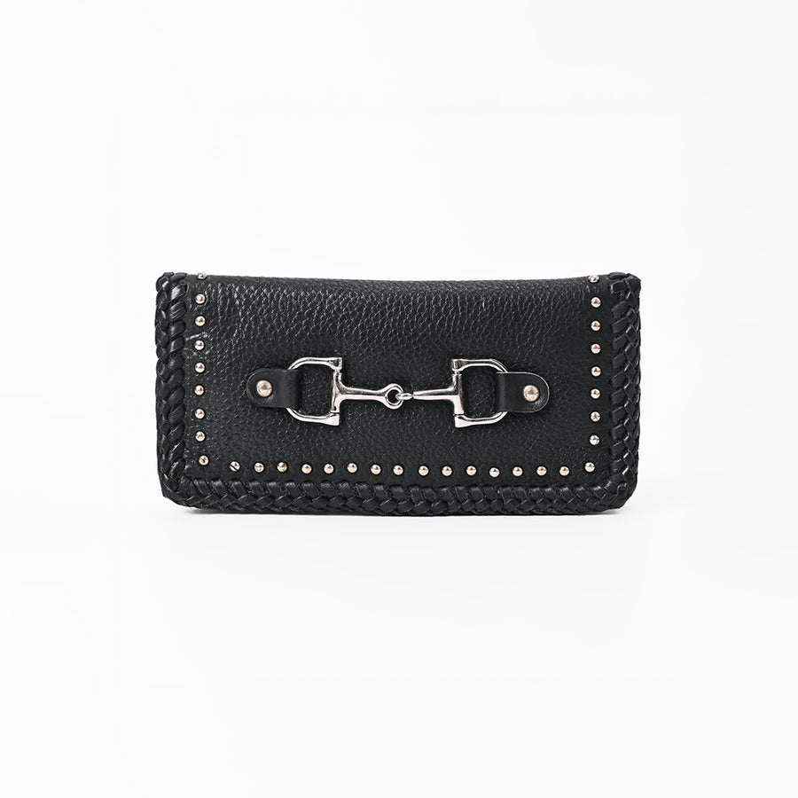 American Darling Black Western Leather Wallet with Horse Bit
