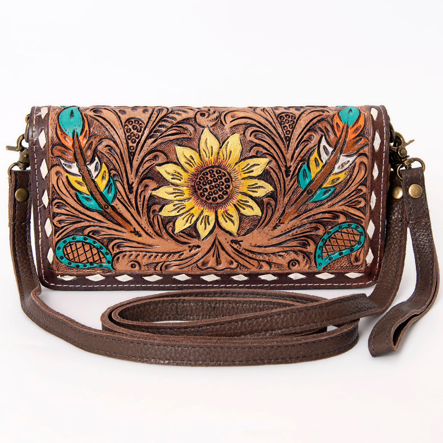 American Darling Organiser Bag, Hand Painted Western Leather, Vegetable Tanned Full Grain, 4in (H) X 8in (W) X 1.5in (D)