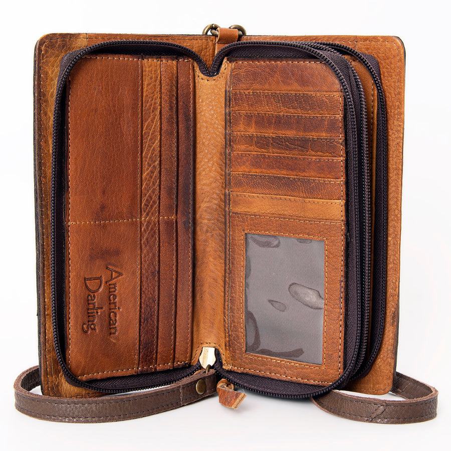 American Darling Organiser Bag, Hand Painted Western Leather, Vegetable Tanned Full Grain, 4in (H) X 8in (W) X 1.5in (D)