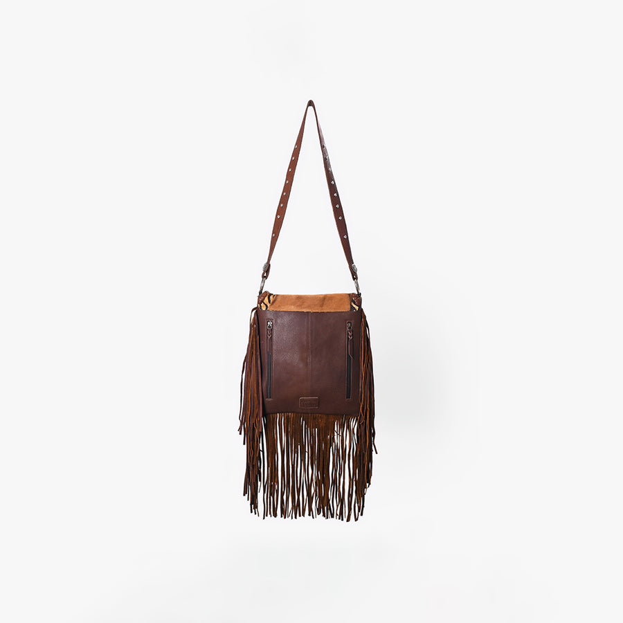 American Darling Messenger Bag Western Hair-On Cowhide Genuine Leather Handcrafted Crossbody Purse with Fringes and YKK Zipper