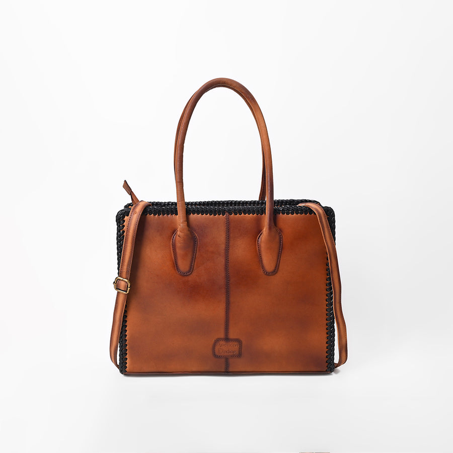 American Darling Western Boot Stitched Leather Tote Bag for Women