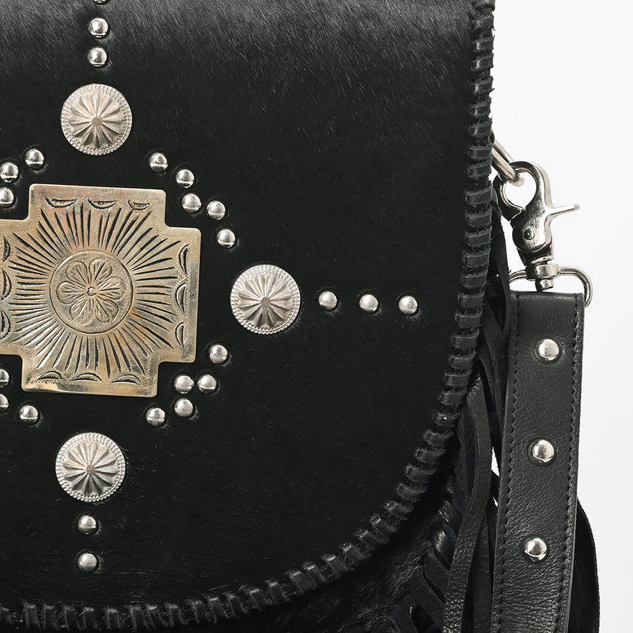 American Darling Western Hair-On Cowhide Leather Shoulder Bag with Fringe