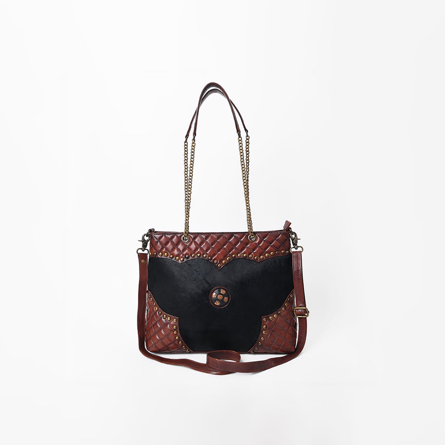 American Darling Western Quilted Leather w/ Hair-On Tote Bag Purse