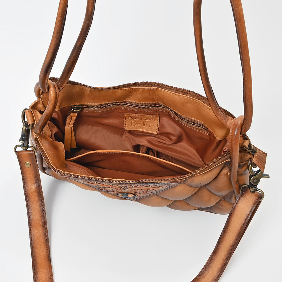 American Darling Premium Quilted Leather with Handles – Elegant Structured Tote for Women