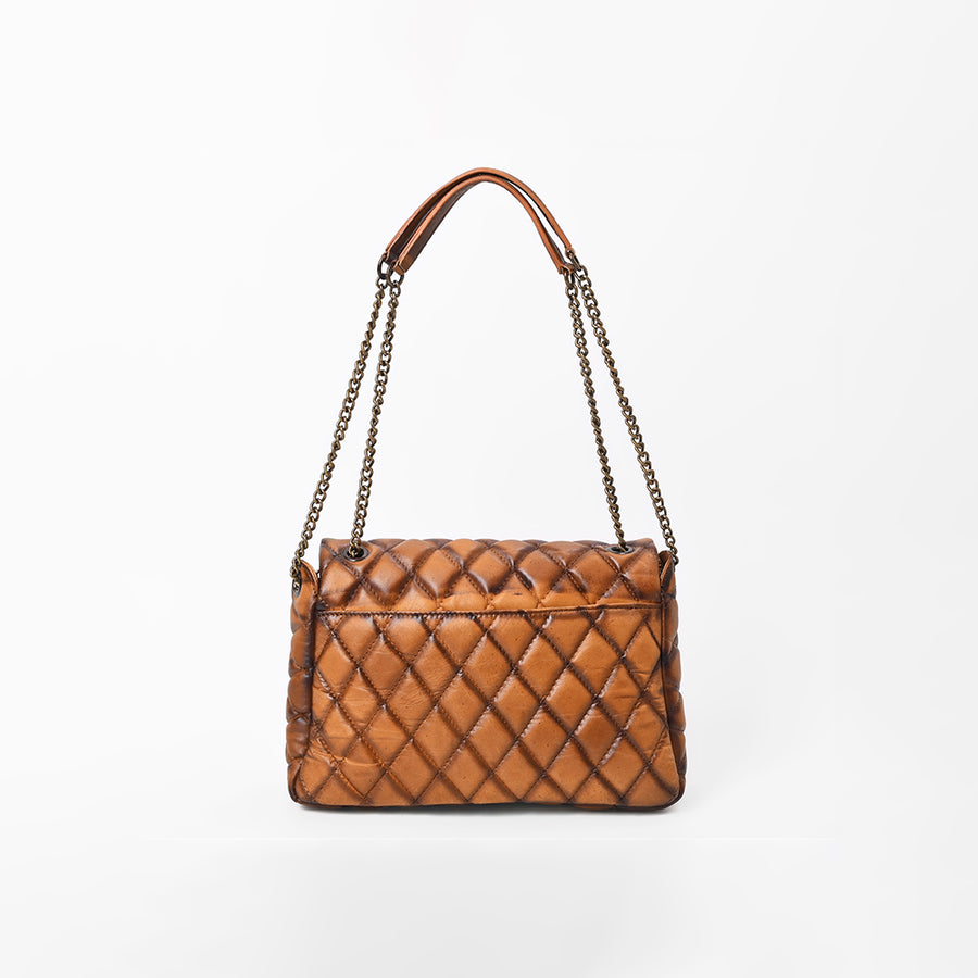 American Darling Genuine Leather Quilted Western Crossbody Bag w/ Flap