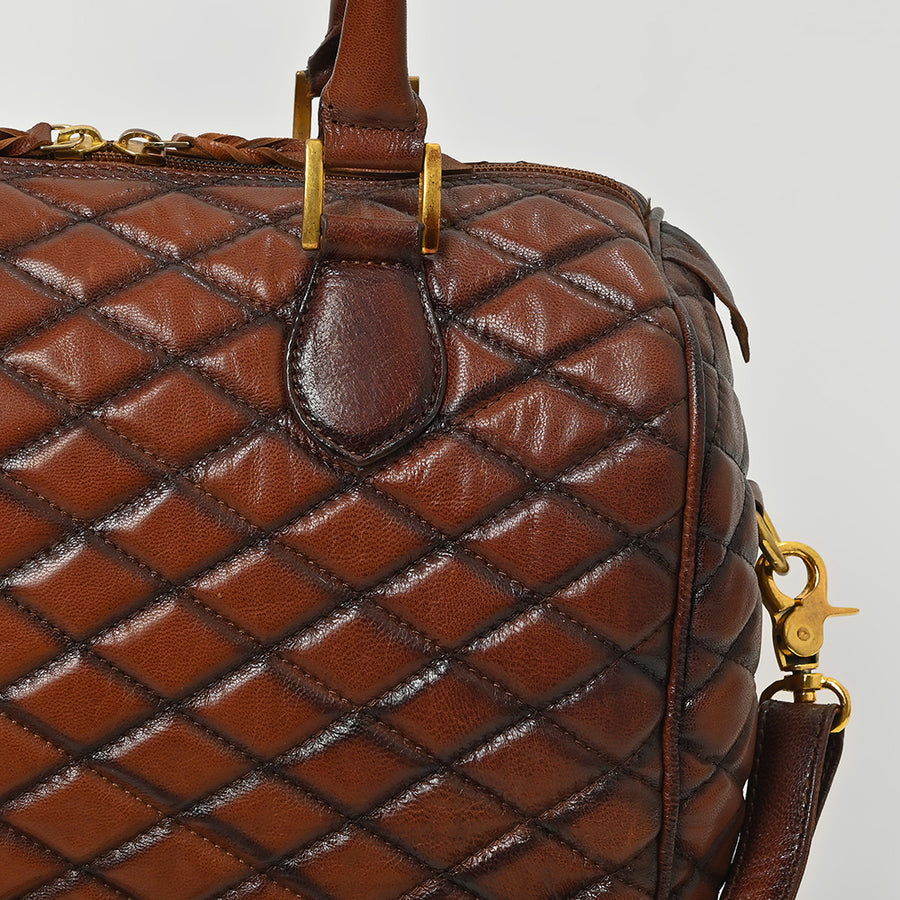 American Darling Quilted Leather Satchel Bag for Women, Western Crossbody Handbag with Barrel Shape Design