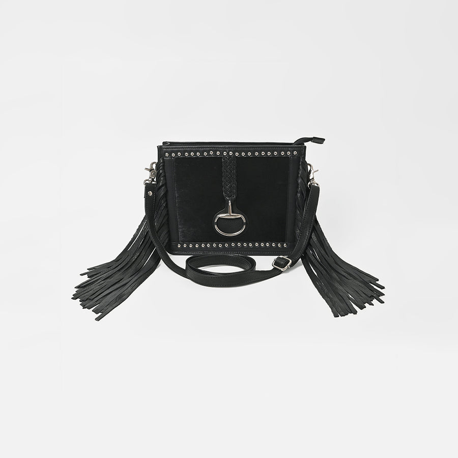 American Darling Hair-On Cowhide Leather Fringe Crossbody Bag for Women