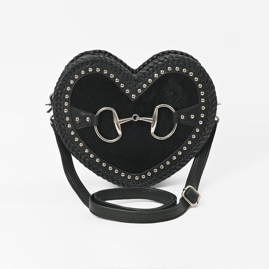American Darling Women's Western Black Heart-Shaped Crossbody Bag