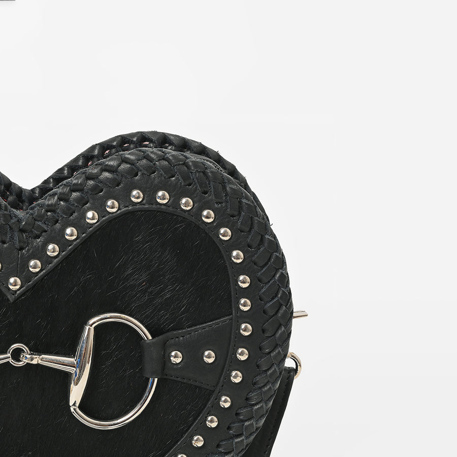 American Darling Women's Western Black Heart-Shaped Crossbody Bag