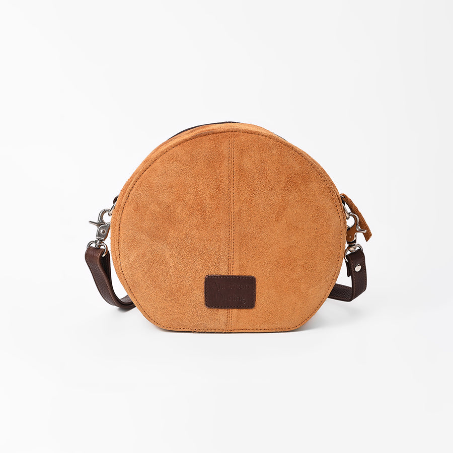 American Darling Genuine Leather Suede Studded Snaffle Bit Canteen Bag