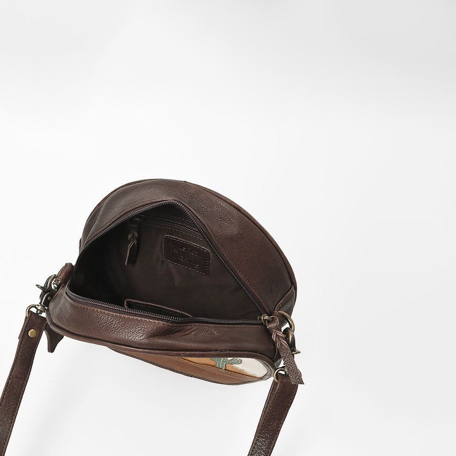 American Darling Genuine Leather Canteen Bag w/ Desert Cactus