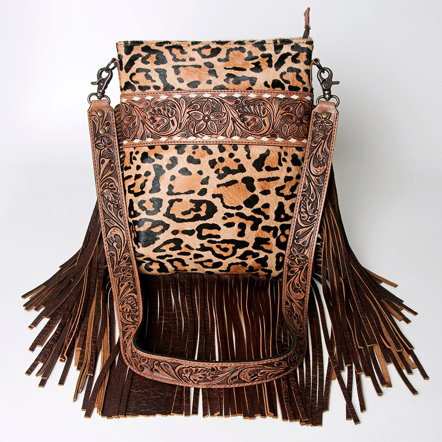 American Darling Messenger Hand Tooled Hair On Genuine Leather Western Women Bag Handbag Purse | Cute
