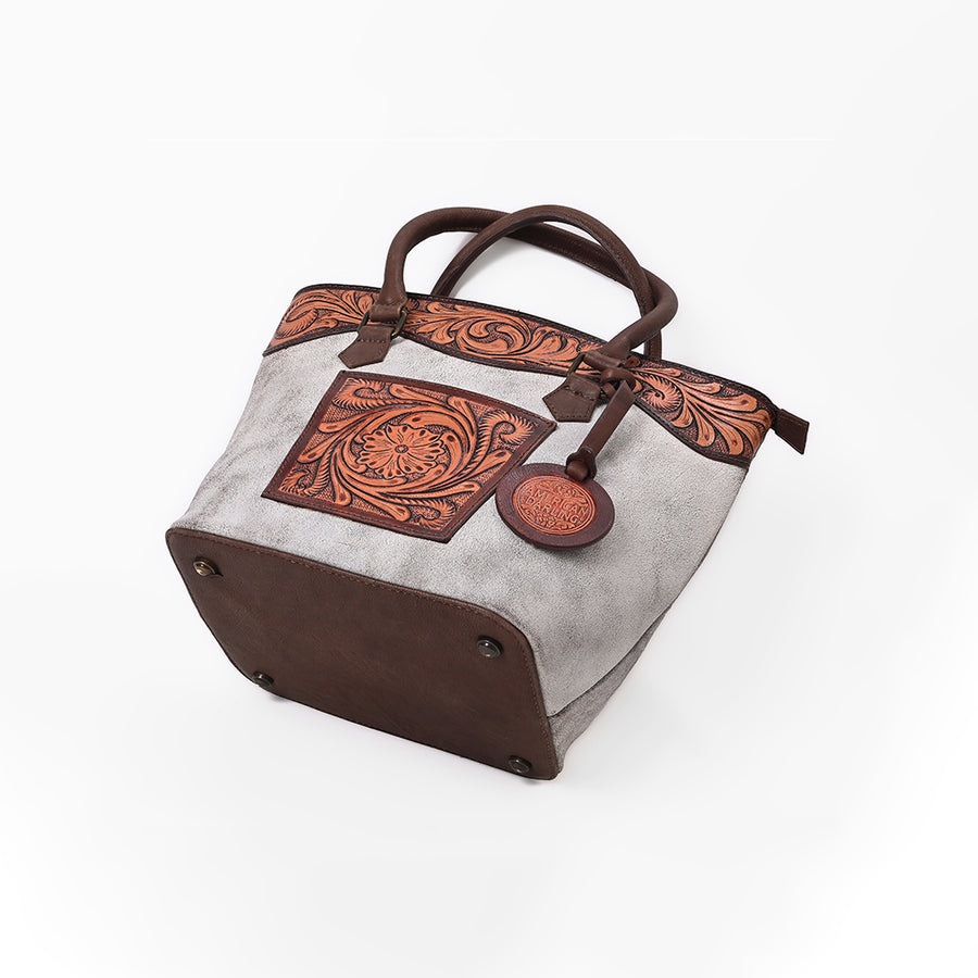 American Darling Western Leather Silver Crackle Tote Bag
