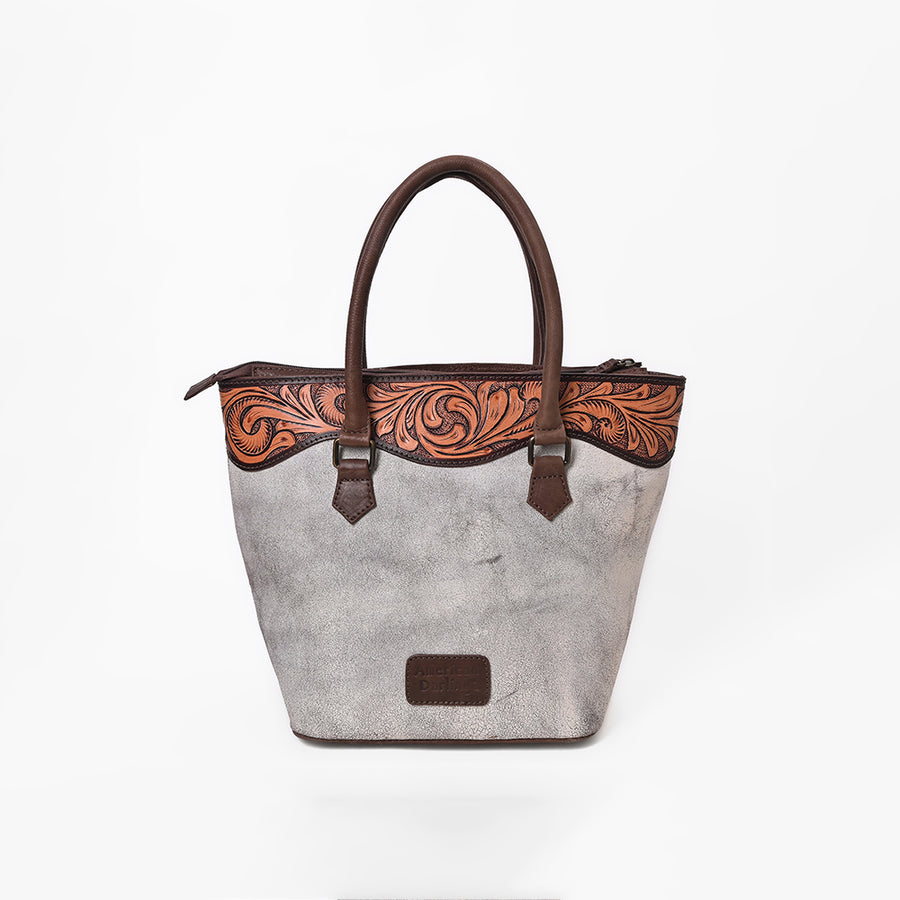 American Darling Western Leather Silver Crackle Tote Bag