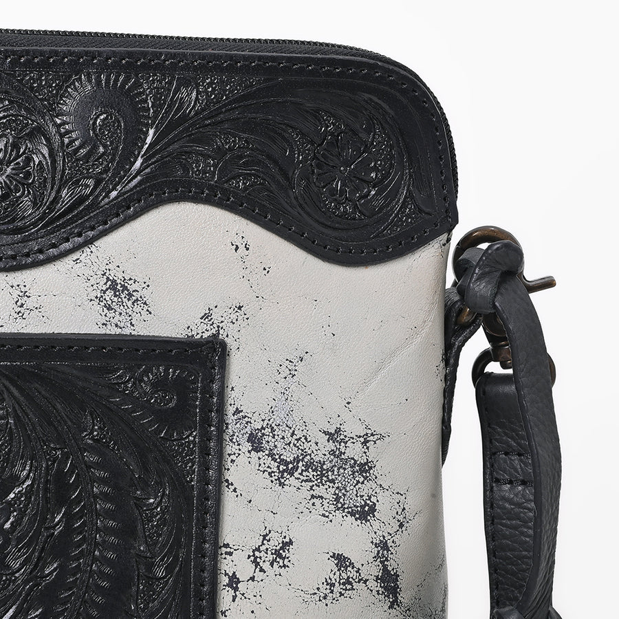 American Darling Western Leather Silver Crackle Crossbody