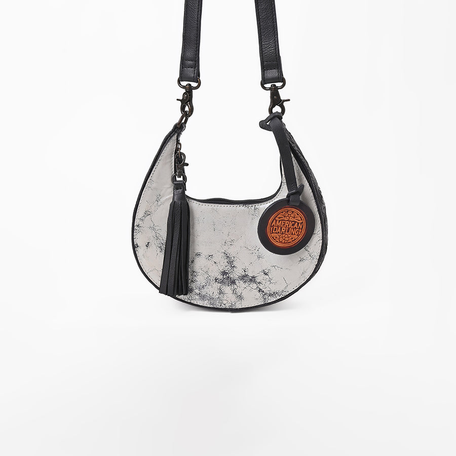 American Darling Western Leather Silver Crackle Hobo Bag