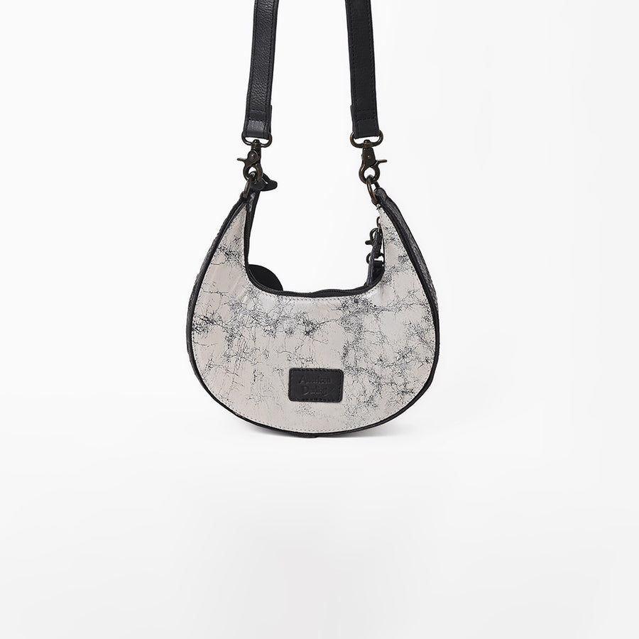 American Darling Western Leather Silver Crackle Hobo Bag