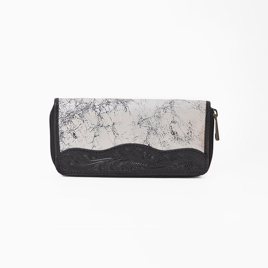 American Darling Western Women Silver Crackle Leather Wallet