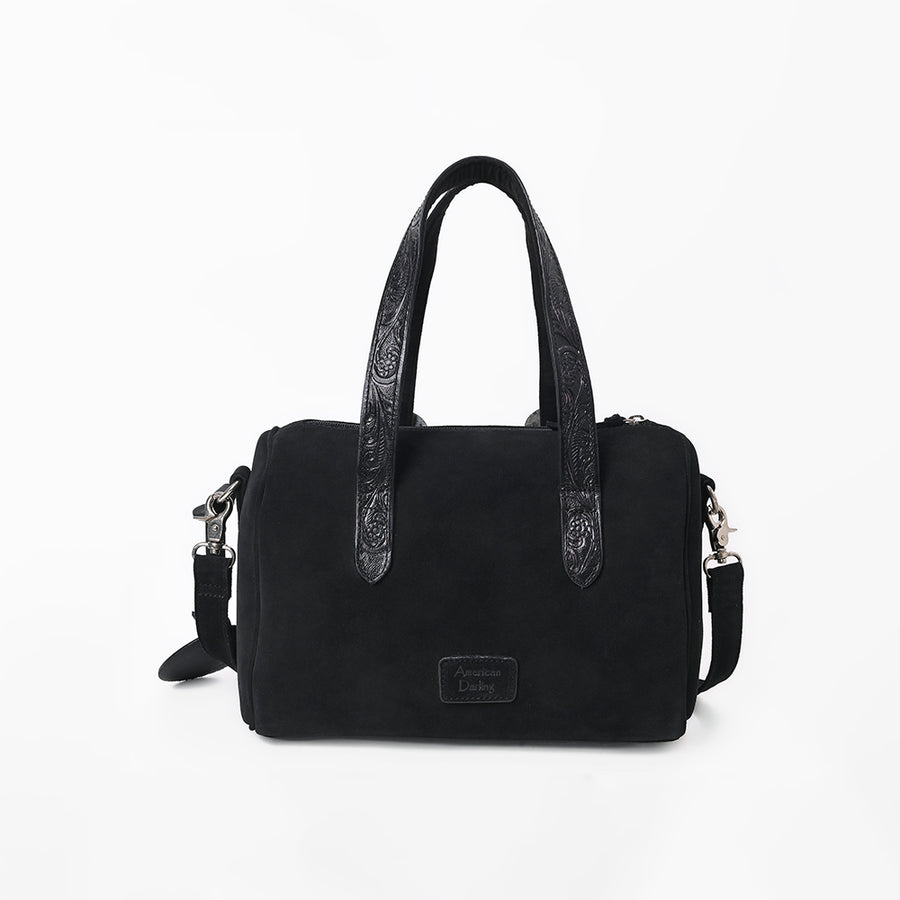 American Darling Western Leather Tote Bag w/ Tooled Buckle Straps