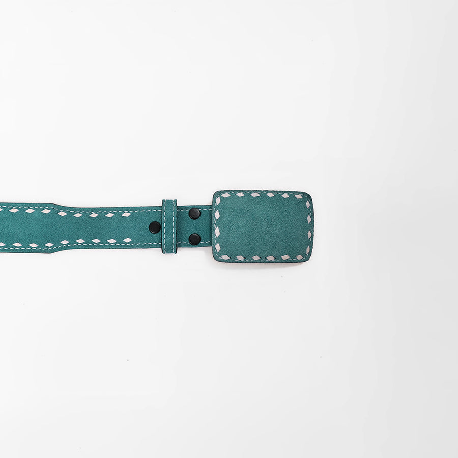 American Darling Western Turquoise Leather Belt w/Stitching