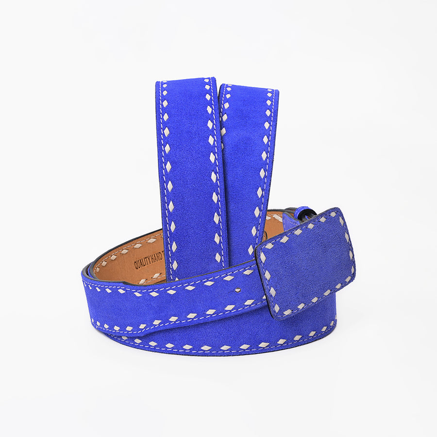 American Darling Western Royal Blue Leather Belt w/Stitching