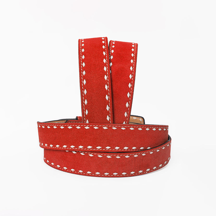 American Darling Western Red Leather Belt w/Stitching