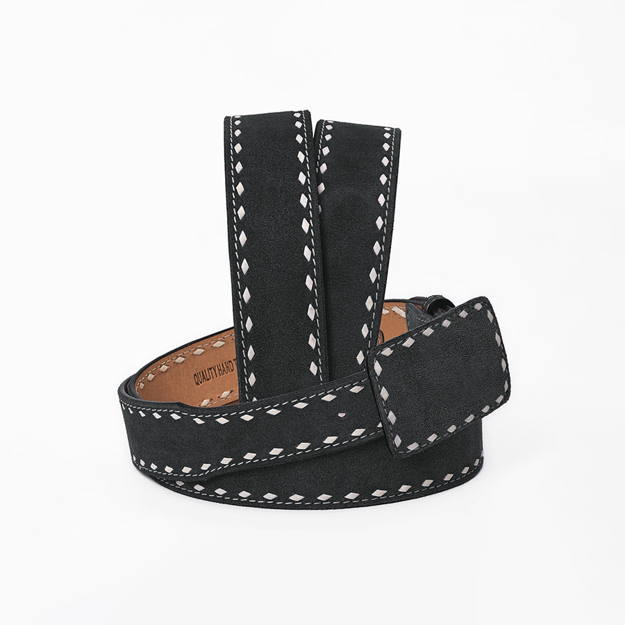 American Darling Western Black Leather Belt w/Stitching