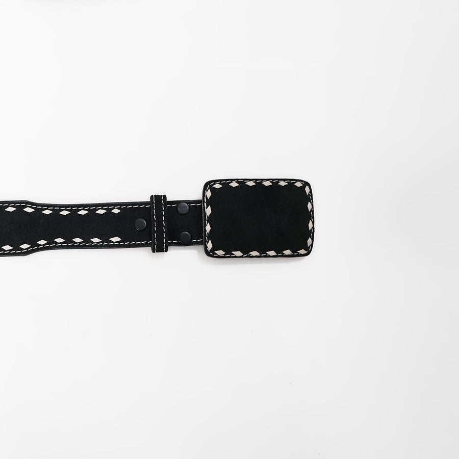 American Darling Western Black Leather Belt w/Stitching