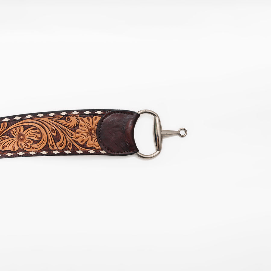 American Darling Women's Genuine Leather Belt Hand Tooled Equestrian Bit