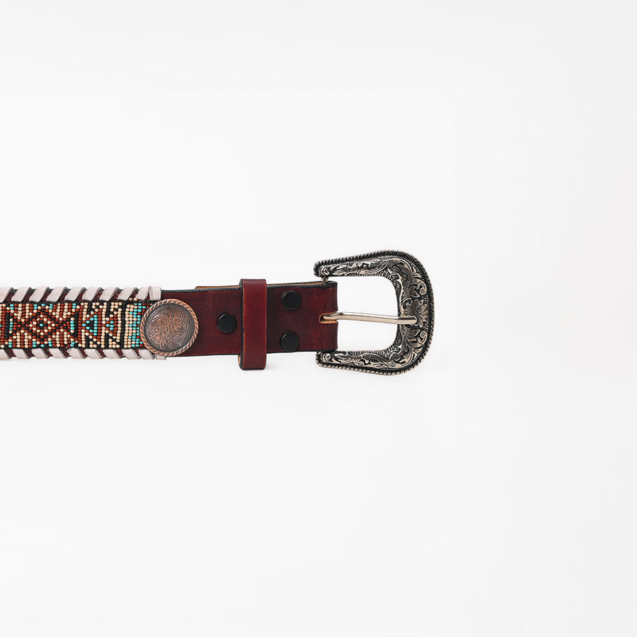 American Darling Women's Beaded Western Leather Belt Southwestern Concho