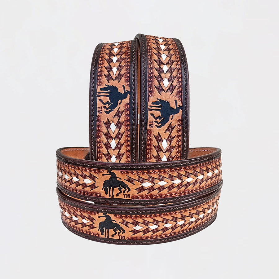 Official PRCA & NFR Licensed Collection® Bucking Bronco Genuine Leather Belt